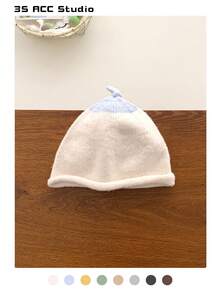 Color-Blocked Cute Pacifier Knitted Beanie Hat, Women's Autumn/Winter Warm, Simple & Versatile, Compact, Elastic Ear Protection Knitted Knit Cap Winter Gear Men's Winter Clothing