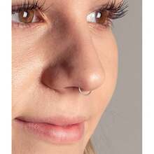 Longita Fake Piercings - Nose Ring, Eyebrow, Lip Ring, Labret Studs & More - Adhesive Face Jewelry{"Color_name":"51-Fakeseptum2styles-Silverblack"} - 51-Fakeseptum2styles-銀黑 - 查看 4