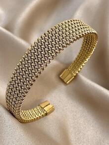 18K镀金不锈钢奢华复古编织手链套装，配戒指扣，优雅简约设计，是圣诞节、感恩节、万圣节、婚礼、锐舞派对/舞会、周年纪念日、情人节、波西米亚风生日、伴娘等场合送给女性的理想礼物。 - 彩色 - 查看 12