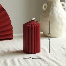1 pieza Vela perfumada con forma de cilindro puntiagudo de estilo europeo a rayas, accesorio de decoración del hogar (excluyendo los accesorios de la foto) - Multicolor - Ver 11