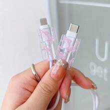 Bow Design Charger Protector Case, Suitable For 20W UK Plug Charging Cable, Transparent Protection Cover To Prevent Bending - Clear - View 4