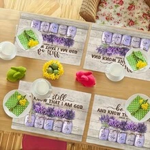 4 Pieces, 11.81*17.72in, Home Kitchen Table Decoration Mats, Beautiful Patterns, Table Decorations, Suitable For Family Gatherings, Fashionable Home Decorations, Suitable For Holiday Parties, Coffee Tables, Restaurants And Home Decoration - 彩色 - 查看 7