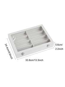 8-Slot Velvet Glasses & Jewelry Display Tray - Eyeglasses, Watch And Jewelry Storage Box - Unisex (8 Grids), 8 Grid Velvet Glasses And Jewelry Storage Tray, Polyester Fabric Eyeglasses And Accessories - E - View 8