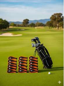 1pc Fashionable Numbered Print Golf Club Head Cover With Zipper, Golf Club Head Guard, Golf Accessories, Golf Club Cover, Head Guard - Multicolor - View 4