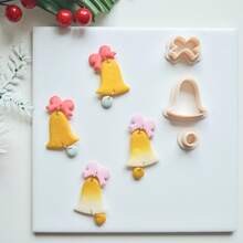 3 buc Kituri de bijuterii pentru confecționarea clopoțeilor de Crăciun, clopoțel în relief cu design de frunze de ilex, tăietoare de cercei din lut polimeric, matrițe de tăiat lut pentru festivalul de iarnă pentru decorarea pandantivelor și colierelor