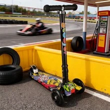 Foldable Kids Skateboard with Carbon Fiber Frame & 4 Colorful Wheels - All-Skill Tricycle for Ages 6-14, Perfect Gift for Christmas, Thanksgiving, Halloween, Easter, Valentine'S Day & Birthdays, Skateboard for Teens, Holiday Gift Item, Vibrant Graphic Design, Durable Kids Bike - Multicolor - Ver 9