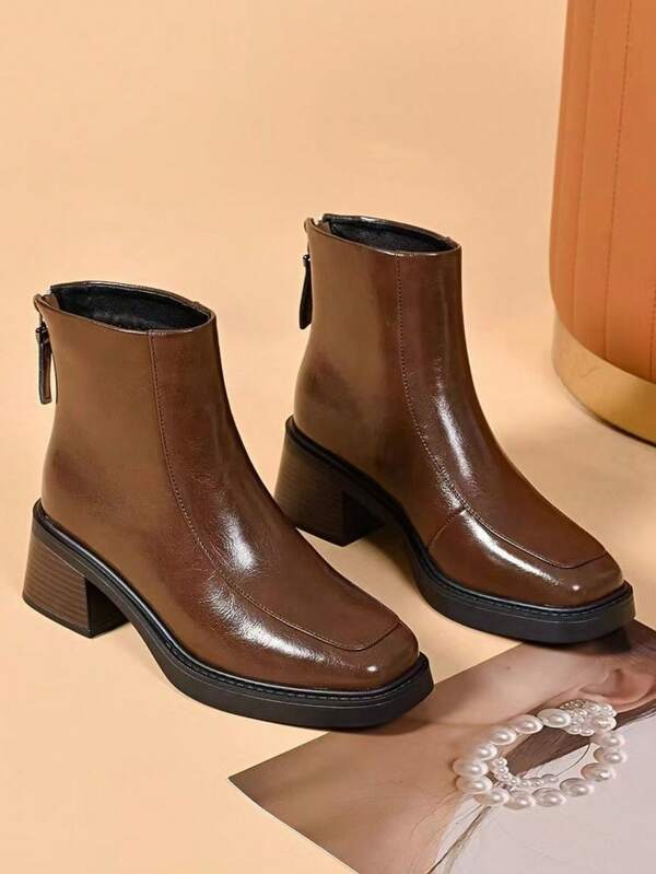 Botas de Estilo Britânico para Meninas, Novas Botas de Tornozelo Plataforma Impermeáveis de Outono/Inverno com Bico Quadrado e Salto Tratorado, Botas Chelsea Retrô