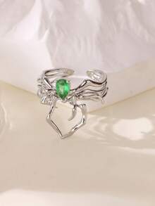 1Pc Punk Style Spider Open Ring For Women Girls Diablo Style Black Zirconia Finger Ring Halloween Accessories Fashion Jewelry