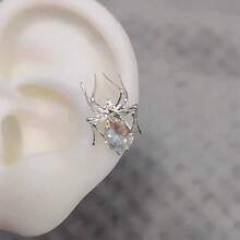 1pc Exquisite Sweet Cool Spider Earrings For Women New Style Personality Fashion Ear Bone Studs Niche Ear Jewelry - 銀色 - 查看 6