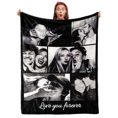 Customized Blankets & Flannel Personalized Photo And Text/Name Blankets,   Personalized Soft And Comfortable Blankets, Customized Special Photo And Text/Name As Birthday Gifts, Family, Wedding, Souvenir Customized Blankets, Blankets Suitable For All Seasons, Washable, Machine Washable, Lightweight, Breathable, Comfortable, Warm, Comfortable Customization, Unique, 280gsm For Him, Her Personalized Ideal Gifts For Her, Him, Family, Boyfriend, Girlfriend, Father, Family, Mother, Lover,  Daughter,   Son,  Grandfather,    Grandmother, Friend, Classmate, Pet.  Perfect Nap, Camping, Travel, Home, Daily Life, Office Decoration, Birthday, Anniversary, Valentine's Day, Thanksgiving, Christmas, Halloween, Mother's Day, Father's Day, Wedding, Easter,New Year Gifts,Sofa,Bed,Car,Bedroom,Living Room,Office,  Outdoor Camping, Beach,Wall Decoration