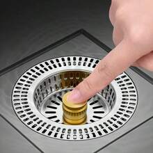 1个不锈钢厨房水槽滤网 - 现代排水塞，带易按压杆，耐腐蚀设计，高效过滤杂物，适用于标准水槽，厨房水槽排水过滤器，过滤杂物，时尚金属饰面，易于清洁，高品质结构，现代设计，经久耐用，适合公寓生活 - 彩色 - 查看 3