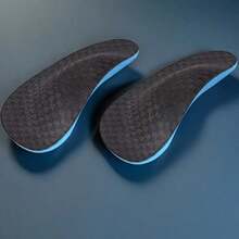 舒适记忆泡沫鞋垫，蓝色 - 透气减震，男女通用后跟杯插入，适合运动鞋和正装鞋
