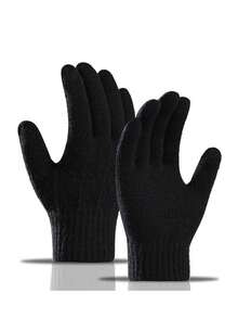 1pc Men's Winter Warm Touchscreen Gloves, Thermal Lined Thick Knit Cold-Proof Gloves, Christmas Gift - Multicolor - View 10