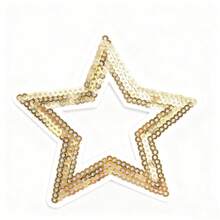 30/20-Pack Star-Shaped Iron-On Embroidered Applique Patches With Golden And Blue Sequins For Clothing And Bag Decoration
