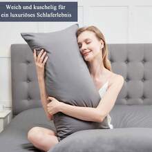 Vielit Side Sleeper Pillow Cover 40 X 145 Cm, Set Of 2 Cushion Covers, Side Sleeper Pillowcase, Soft Cushion Covers, With OEKO-TEX Certificate, Grey