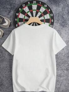 Camiseta con estampado de ba?o ácido, informal, de verano, de algodón de 220 g, con cuello redondo y manga corta (1 unidad) - Blanco - Ver 4