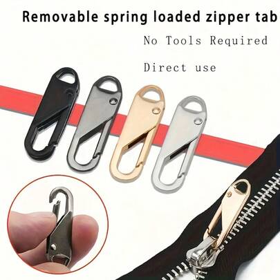 4-Piece Set Of Instant Zipper Pullers For Easily Replace Torn Or Broken Zippers On Travel Bags, Clothing, School Bags, And Handbags - Premium Zipper Pullers - Premium Zinc Alloy Zipper Sliders For Luggage, Jackets, Backpacks, Boots, Purses, And Coats