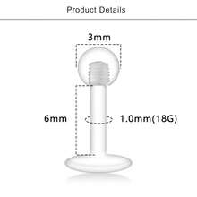 Lcolyoli 18G 16G Clear Acrylic Lip Rings Monroe Labret Studs Piercing Jewelry Bioflex Ear Tragus Helix Earring Retainer 6-12mm Bar Length 3mm Screw Ball For Women Men{Inchstyleinch:Inch30Pcs-18G-1/4\Inchinch} - 30件-18G-1/4英寸 - 查看 3