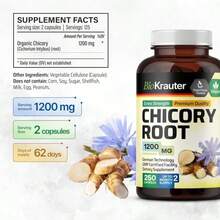 BIO KRAUTER Chicory Fiber Supplement - 1200 Mg Strength - 100 Count - Chicory Root Powder - Inulin Capsules For Digestive Support - Vegan - Flavor NameB - 查看 3