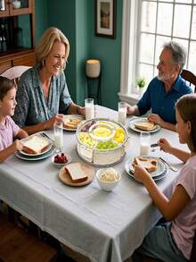 6-Grid Rotatable Small Storage Box, Kitchen Spice Compartment Box, Fruit & Seasoning Sealed Fresh-Keeping Box With Handle - Transparent White - View 2