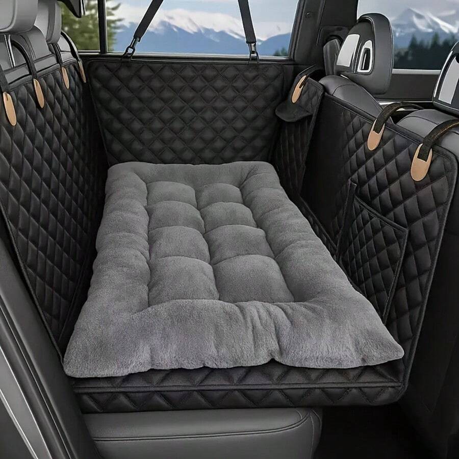 Extra Thick & Warm Pet Car Seat Cushion, Suitable For Large Dogs, SUV, Sedan, Truck, Non-Slip & Easy To Clean Polyester Material, Large Dog Vehicle Floor Protective Mat, Pet Travel Supplies, Anti-Slip Design, Reinforced Stitching, Durable, Car Pet Mat, SUV/Truck Owners