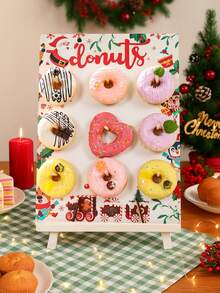 1 set de 9 trous Présentoir à donuts thème Noël, Support de décoration de Noël, Design de Père Noël, pain d'épices, train, Présentoirs alimentaires, Accessoires de décoration de desDIYi-même, Supports de décoration de gâteaux, Cadeau de Noël, Joyeux Noël, Support de cuisine de Noël, Support de gâteau pour thé gourmand d'extérieur, Fournitures pour fête de Noël, Décoration d'intérieur, Décoration de Noël, Ornements de Noël