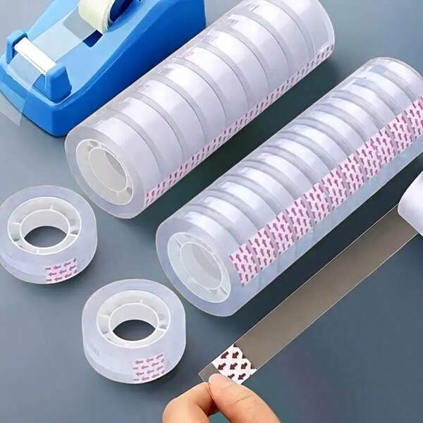 6/8/12 Rotoli di nastro adesivo trasparente: adatto per compiti degli studenti, artigianato, composizioni floreali, ufficio e necessità di studio