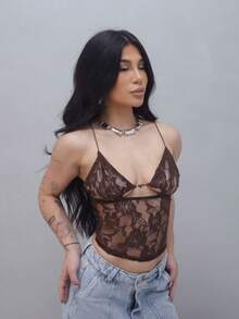 Transparent Contrast Bow Beach Cup Detail - Rỉ Nâu - Xem 3