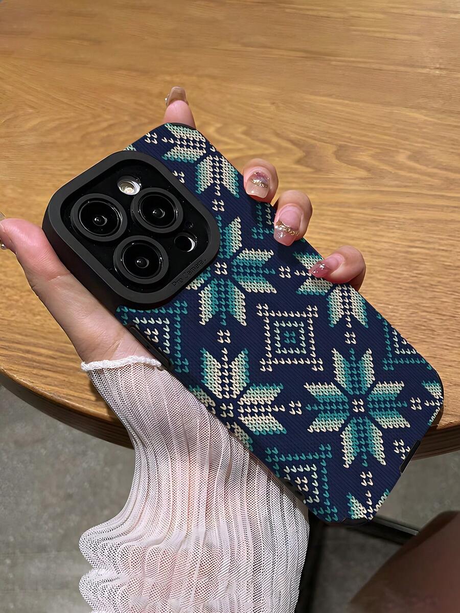 1 pieza Funda de teléfono de invierno de alta calidad con diseño de rayas y copos de nieve, hecha de piel sintética antiarañazos y antihuellas, a prueba de golpes, compatible con Apple y otros modelos, gran regalo para amigos, familia, parejas, cumpleaños, festividades