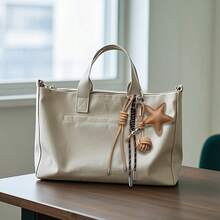 Medela Handmade Genuine Leather Star Textured DIY Knotted Keychain Pendant, Chain Bag Charm, Fashionable High-End Handcrafted Knotted Keychain With Star Pendant - Anti-Lost, Durable Faux Leather Bag Charm, 2 Color Options, Perfect For Birthday Gifts And Decorations. - Multicolor - View 9