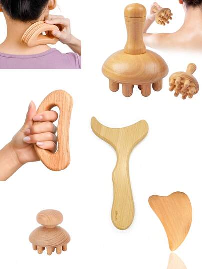 SilvaLex Holz-Massagetool, Ganzkörper-Massagegerät, Handmassagegerät, Beinmassagegerät, Schultermassagegerät, Schulter- und Nacken-Massagetool, Gesichtsmassagetool, Rückenmassagegerät, Taillen-Massagegerät, Ganzkörper-Muskelmassage
