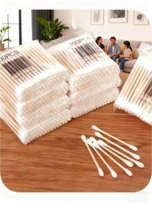 1000/500/200/100pcs Double-Ended Cleaning Swabs, Suitable For Ear Cleaning And Makeup Removal, Personal Care And Household Use, Multi-Purpose Cleaning Swabs, Essential For Christmas