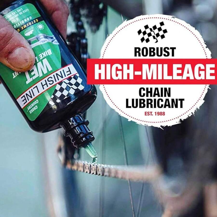 Finish Line Lubricante de Cadena para Bicicleta húmeda - Botella exprimible de goteo de 2 onzas - Ver 1