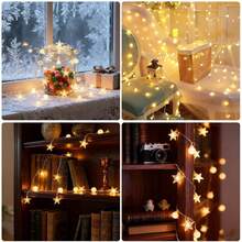 Cadena de luces LED de 10 m y 100 luces, miniglobos de hadas para interiores y exteriores, decoración de bolas de estrellas para Navidad, bodas, cumpleaños, San Valentín, fiestas, dormitorios y camping. - Blanco - Ver 5