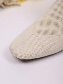 女士方头短靴，时尚踝靴，舒适透气弹力踝靴 - 白色 - 查看 8