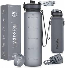 Unistar Water Bottle With Time Marker -Large 34 Oz Tritan Bottle & No Sweat Sleeve -Leak Proof Gym Sports Bottle With Fruit Infuser Strainer & Carrying Strap - Gift Package For Christmas - Xám - Xem 8