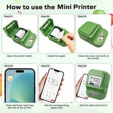 迷你标签打印机，便携式热敏标签机，附赠1卷50*60mm白色标签纸，适用于家庭、服装、超市、珠宝和食品行业，兼容安卓和iOS系统。 - 彩色 - 查看 5