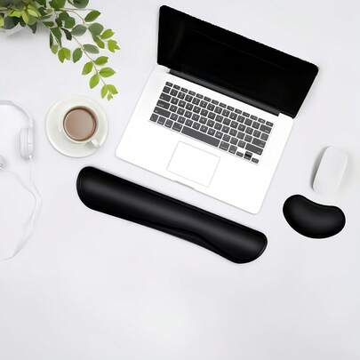 2 Stücke Tastatur Handgelenkauflage aus Memoryschaum, einfache Schmerzerleichterung beim Tippen, Tastatur Mauspad Set für Computer, Laptop, Zuhause & Büro