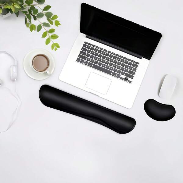 2 件套键盘腕托记忆海绵，轻松缓解打字疼痛，键盘鼠标垫套装，适用于电脑、笔记本电脑、家庭和办公室