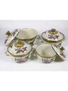 1pc Enamel Ceramic Pot, Dual-Ear Soup Pot, Stew Pot With Lid, Non-Stick Pot, Suitable For Gas And Induction Cooktop, Thickened Enamel Ceramic Soup Pot, Dual-Ear Enamel Ceramic Pot, Household Pot, Stew Pot, Flat Bottom Pot, Ramen Pot