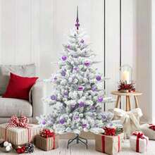 Artificial Hinged Christmas Tree With 150 LEDs 150 Cm PVC - Blanco y morado - Ver 2
