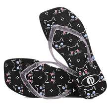 Comfortable Soft Women's Flip Flops - D2.15-whiteCow-blackCat - View 3