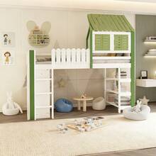 Kids Bed Frames, Headboards & Footboards - White+Green - View 1