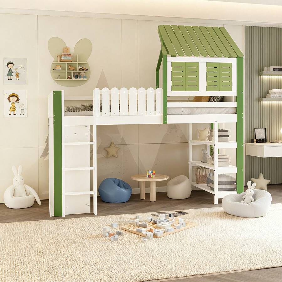 Kids Bed Frames, Headboards & Footboards - White+Green - View 1