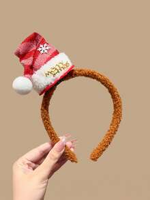 1pc Women's Christmas Cute Snowflake Red Plush Headband, Fashionable Versatile High-End Elegant Non-Slip Hair Band, Suitable For Daily, Casual, Party, Commuting, Holidays, Buns, Ponytails, Face Washing, Makeup, Hair Accessories ,Beauty ,Hair Hair Hoop ,Hairband For Women