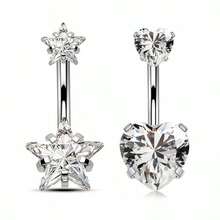 VJS 1pc Floating Titanium Belly Button Ring, Low Allergy G23 Titanium Internal Threaded Navel Piercing Jewelry, 14G, Women - Silver - View 6