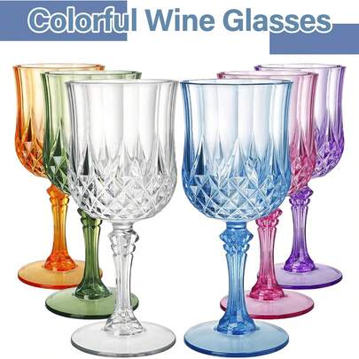 Faux Glass Rhinestone Wine Glass, Beer, Cocktail, Whiskey Stemware | Vintage Colored Drinking Cup | Sturdy , Crystal-Clear, Essential For Kitchen & Dining | Perfect For Wedding Parties, Valentine's Day Gifts, Kids' Parties, Birthdays, Father's Day, Mother's Day, Easter, New Year Celebrations