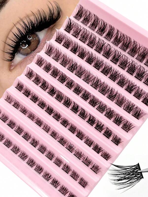 120 PCS D Curl Clusters Lashes Natural Wispy Clusters Lashes Fluffy Soft Reusable Individual Eyelash For Daily Life&Dating&Party&Travel