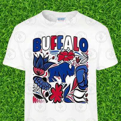 Camiseta de fútbol con estampado floral de búfaloCamiseta 100 % algodón de 220 g. Esta camiseta resistente combina un ajuste de lujo con una estructura resistente. Su tejido grueso y transpirable resiste el hundimiento y la decoloración, a la vez que proporciona comodidad durante todo el día. Ideal para ropa de calle, de trabajo o para looks informales, es una prenda imprescindible para quienes buscan básicos duraderos y con estilo. Tops, conjuntos de otoño para mujer, conjuntos de vacaciones para mujer, disfraces de Halloween para mujer.