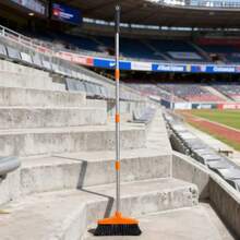 Broom And Dustpan Set With Long Handle And 6 Bonus Cleaning Tools, Upright Standing Combo With Self-Cleaning Teeth & Windproof Dustpan For Pet Hair, Home, Kitchen, Garage, Apartment - Chổi đơn màu đen và cam - Xem 4